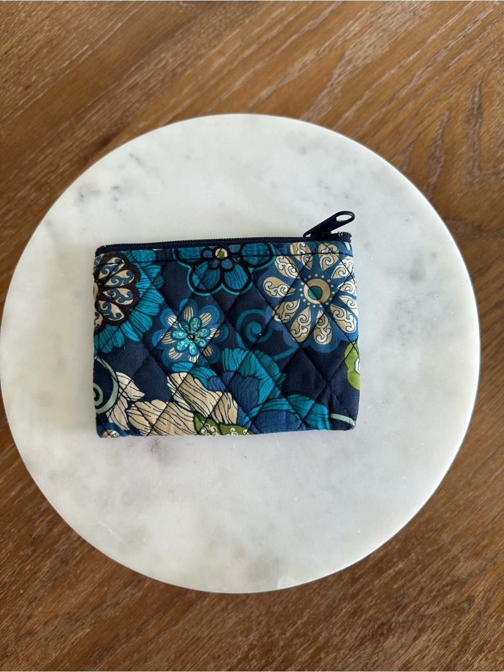 Vera Bradley Quilted Navy Floral Zip Coin Pouch - Picture 2 of 3